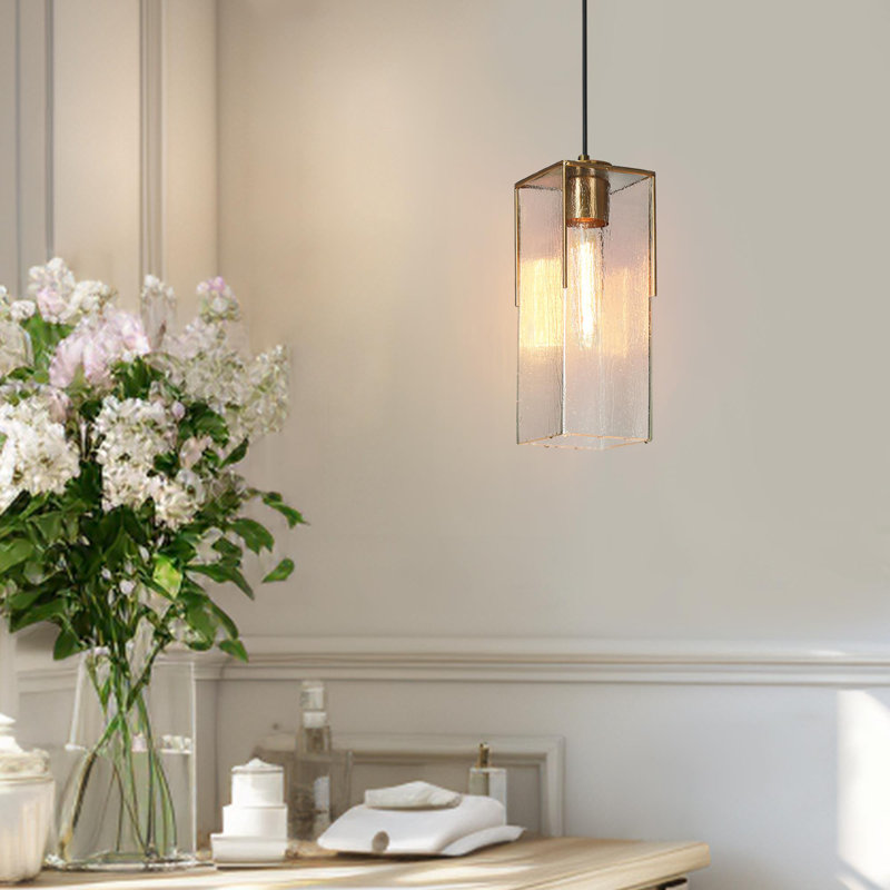 Mercer41 Hanshelmut 1Light Kitchen Island Brass Gold Pendant Light